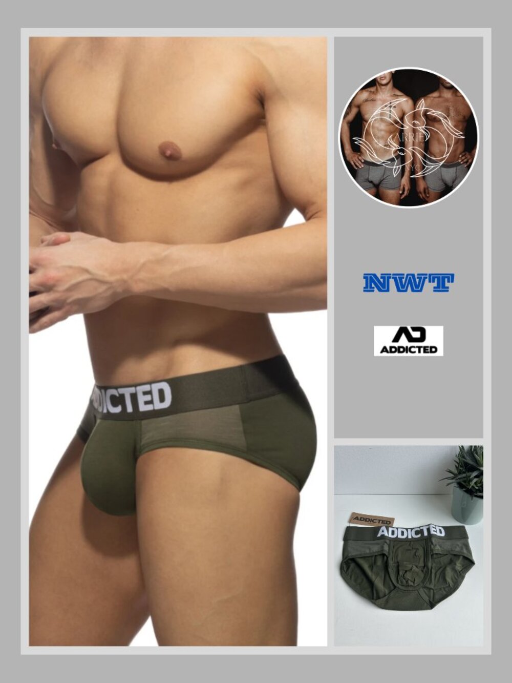 Addicted - Flame Cotton Basic Brief - Khaki Green (M)